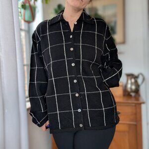 Karen Scott II - NWOT 100% wool cardigan - black & white - 2X